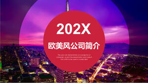 Introdução de empresa de estilo europeu e americano vermelho no fundo do download do modelo PPT de cenário noturno urbano