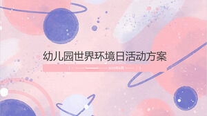Scarica il modello PPT per il piano di attività della Giornata mondiale dell'ambiente dell'asilo tinto in cravatta ad acquerello