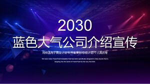 Descărcați șablonul PPT pentru introducerea și promovarea companiei în fundalul conferinței de presă albastră