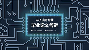 Devre kartı arka planına sahip elektronik bilgi ana dalının mezuniyet savunması için PPT şablonu