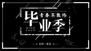 Бесплатная загрузка шаблона PPT для выпускного сезона в черно-белом флеш-стиле