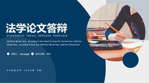 Laden Sie die PPT-Vorlage für die Abschlussverteidigung der Rechtsabteilung mit einem einfachen blauen Punkthintergrund herunter