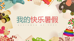 Kartun Mainan Hewan 3D Latar Belakang Templat PPT Musim Panas Saya yang Bahagia