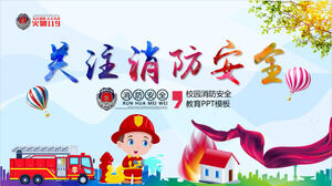 Zwróć uwagę na bezpieczeństwo przeciwpożarowe, pobierz szablon PPT do kampusowej edukacji w zakresie bezpieczeństwa pożarowego