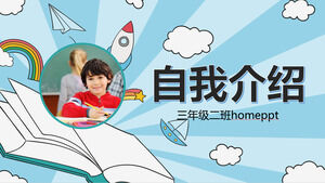 Modelo de PPT de auto-introdução de auto-introdução de estilo de desenho animado desenhado à mão