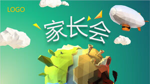 Modello PPT per la scuola primaria Conferenza genitori-insegnanti sullo sfondo del pianeta poliedro