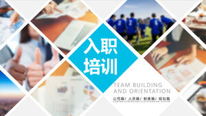 ダイヤモンドを配置した背景を持つ新入社員研修用のPPTテンプレートをダウンロード