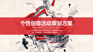 水彩拳の背景を持つ赤い活動計画計画のPPTテンプレートをダウンロード