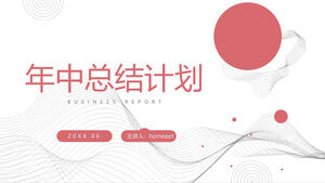 Czerwony uproszczony plan podsumowujący półroczny szablon PPT do pobrania