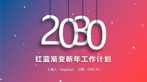 Roter und blauer Hintergrund mit Farbverlauf. PPT-Vorlage für den Neujahrsarbeitsplan herunterladen