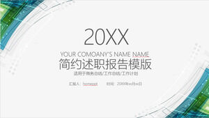 Basit bir mavi yeşil soyut desen arka planına sahip iş raporu için PPT şablonunu indirin