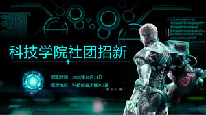 Unduh template PPT untuk merekrut anggota baru klub Science and Technology College dengan latar belakang prajurit masa depan
