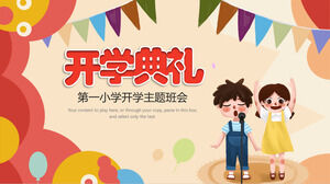 Unduh gratis template PPT upacara pembukaan sekolah gaya kartun