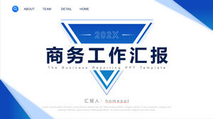 Informe de trabajo simplificado sobre fondo de geometría azul Plantilla PPT Descargar