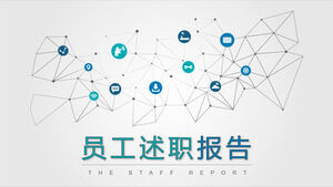 Descărcați șablonul PPT pentru raportul de muncă al angajaților cu fundal pictogramă Internet cu puncte și linii