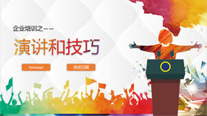 PPT-Download für Sprach- und Geschicklichkeitstraining mit buntem Charaktersilhouette-Hintergrund