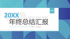 Work Summary Report on Blue Circular Pattern Background PPT Template Download