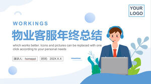 Niebieski wektor obsługa klienta personel tło właściwość obsługa klienta na koniec roku podsumowanie Szablon PPT do pobrania