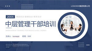 Unduh template PPT untuk melatih kader manajemen tingkat menengah biru