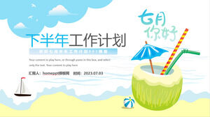 Witaj lipcu - Plan pracy na drugą połowę roku Szablon programu PowerPoint Summer Cool Wind