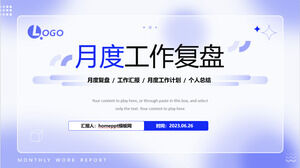 Zarif Mavi Taze ve Basit Aylık Çalışma İncelemesi PowerPoint Şablonu
