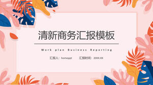 Téléchargez le modèle PPT pour le rapport d'activité avec des feuilles vertes exquises et un fond de fleurs rouges