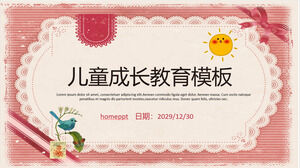 Laden Sie die PPT-Vorlage für die Wachstumserziehung von Kindern mit einem roten Retro-Musterhintergrund herunter