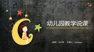 Pobierz szablon PPT do nauczania w przedszkolu i wykładu na tle małej dziewczynki na księżycu z kreskówek