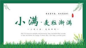 Download the PPT template for the green wheat ear background with small grains gradually filling up