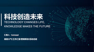 Dot Line Planet'in Arka Planında Geleceğin Teknoloji Yaratımı PPT Şablon İndir