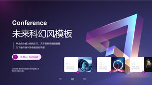 Mor katı üçgen arka plan ile gelecekteki bilimkurgu elektronik ürün tanıtımı için PPT şablonu