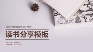 书籍和菠萝背景阅读分享PPT模板下载
