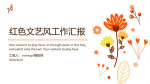 Basitleştirilmiş Kırmızı Sanat Tarzı Çalışma Raporu PowerPoint Şablonu