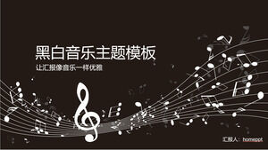 Download music theme PPT template with black and white score and note background