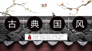 Descărcați șablonul PPT pentru fundalul streșinilor, ramurilor și păsărilor clasice