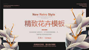 Téléchargez le modèle PPT avec fond noir et fond de fleurs blanches