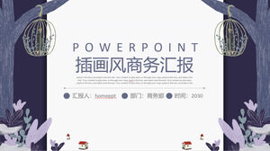 Download do modelo PPT de relatório de negócios em estilo de ilustração de desenho animado azul