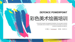 Children's Painting Art Training PPT Template with Colorful Watercolor Graffiti Background