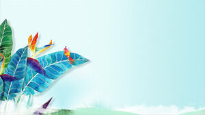 四色水彩手绘叶子PPT背景图片