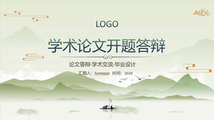 Descărcați șablonul PPT pentru apărarea de deschidere în stil național pe fundalul munților verzi și a bărcilor solitare