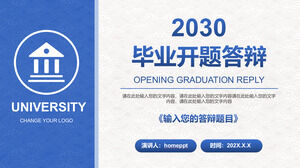 Baixar modelo de PPT de defesa de abertura de pergunta prática azul de graduação