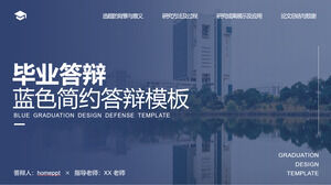 Unduh template PPT pertahanan kelulusan gaya akademik biru dan minimalis untuk latar belakang kampus
