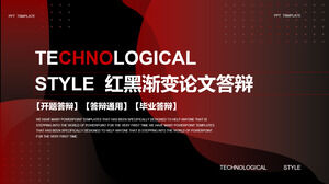 Kırmızı ve siyah degrade kağıdın savunması için PPT şablonunu indirin