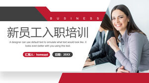 Baixe o modelo PPT para treinamento de integração de novos funcionários vermelhos com experiência de profissionais europeus e americanos