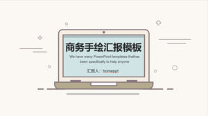손으로 그린 ​​노트북 배경이 있는 사업 보고서 PPT 템플릿