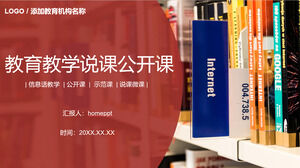 Kitaplıktaki kitapların arka planına ilişkin öğretim ve dersler için PPT şablonunu indirin