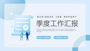 Modèle PPT de rapport de travail trimestriel sur le vent à vecteur bleu Télécharger