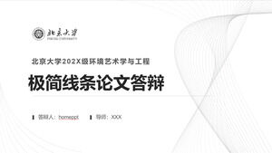 Minimalist çizgi arka planına sahip mezuniyet tezi savunması için PPT şablonunu indirin