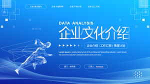Nokta çizgisi çalışan karakter silueti arka plan kurumsal kültür tanıtımı PPT şablonu indir
