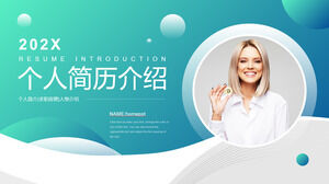 Download del modello PPT per curriculum personale con sfondo sfumato verde